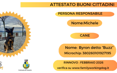 ATTESTATO BUONI CITTADINI –                                         MICHELE E BYRON DETTO” BUZZ”