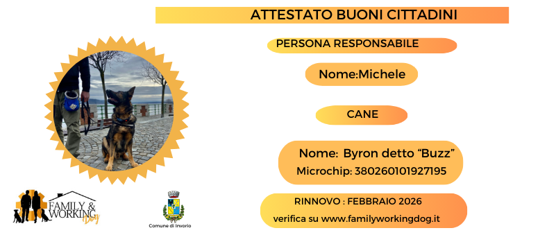 ATTESTATO BUONI CITTADINI –                                         MICHELE E BYRON DETTO” BUZZ”